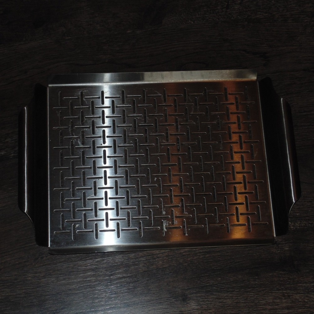 Weber Grill Pan Large Silver Good Stainless Steel Vegetable Basket Tray